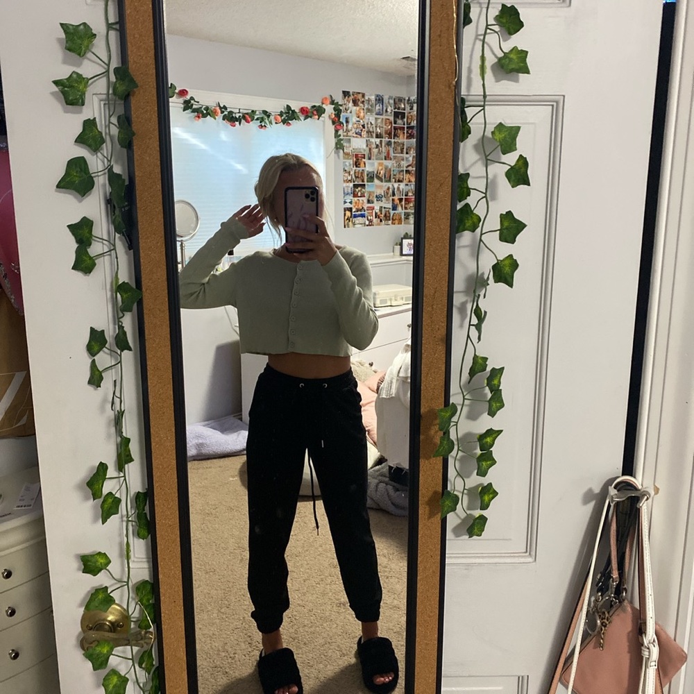 cropped button up sweater